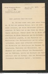 Nachlass Franz Steindachner, Brief von A. Brauer an Franz Steindachner (23.09.1909), Inv.Nr. 53.04, Seite 1